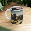 Horses Running Out on the Field, Mug, 11oz - Specialty Coffee Connoisseur