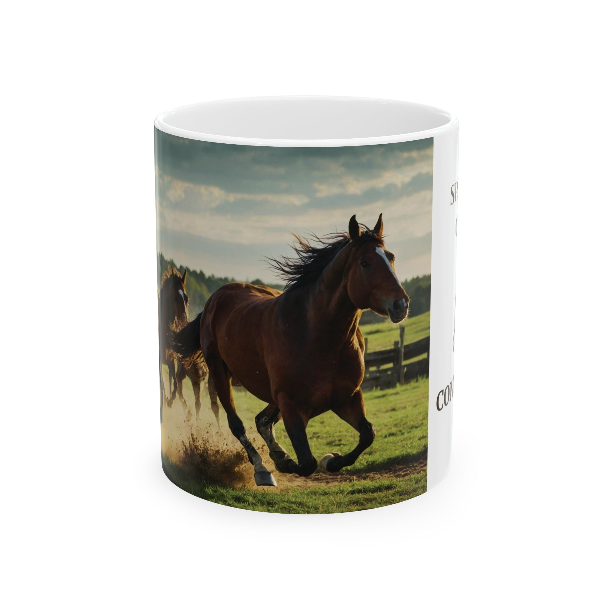 Horses Running Out on the Field, Mug, 11oz - Specialty Coffee Connoisseur